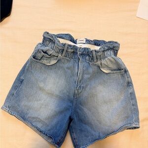 FRAME Paperbag Waist Baggy Denim Shorts